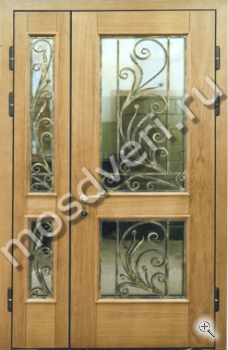 Двупольная дверь из массива с кованными элементами - купить от производителя Мосдвери Двупольная дверь из массива с кованными элементами