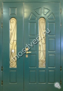 Двустворчатая зеленая стальная входная дверь - купить от производителя Мосдвери Двустворчатая зеленая стальная входная дверь